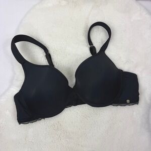 Lucky Brand Black T-Shirt Bra Lace Trim Full Coverage Underwire‎ 42C
